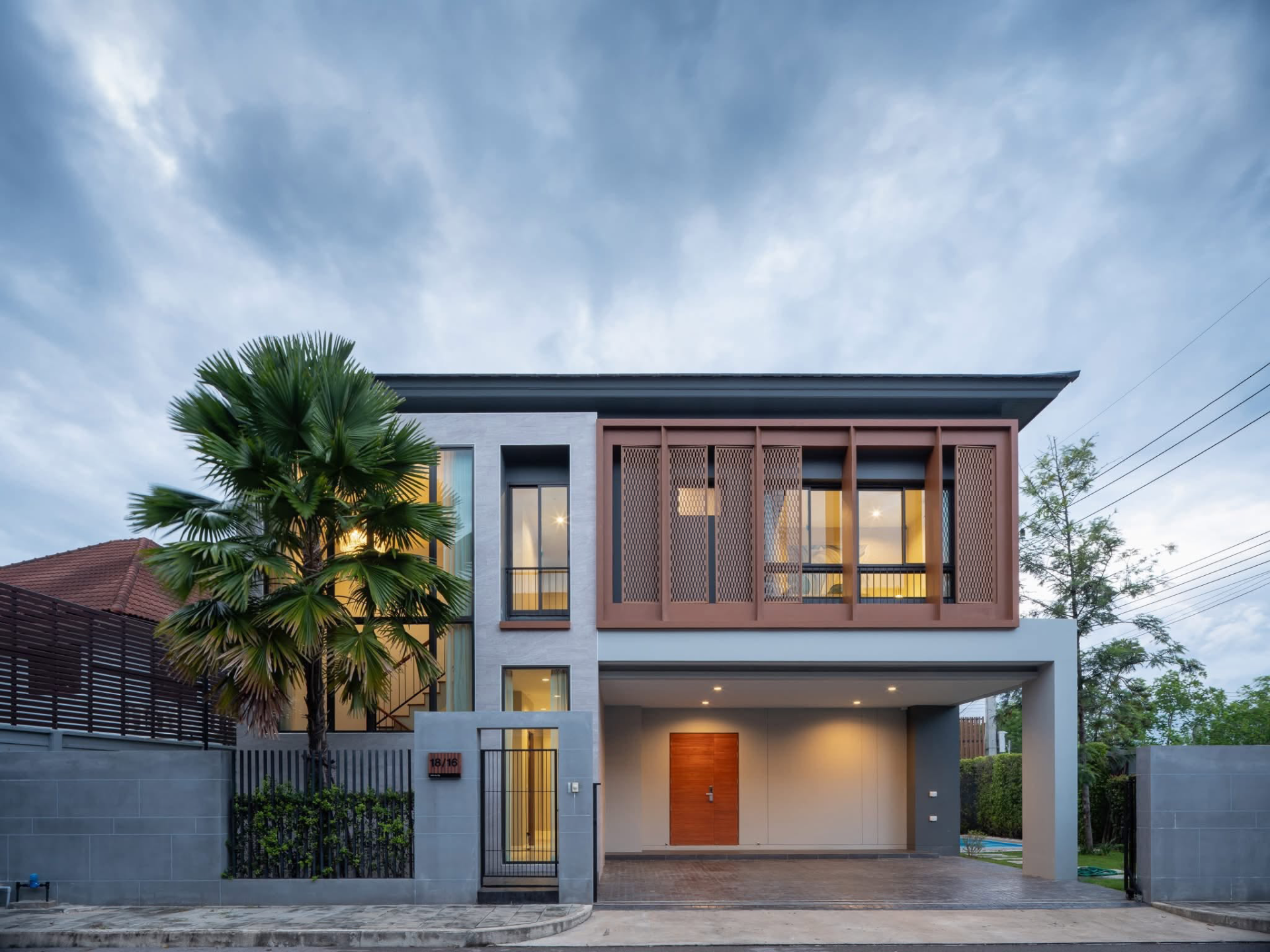 modern monochrome pool villa